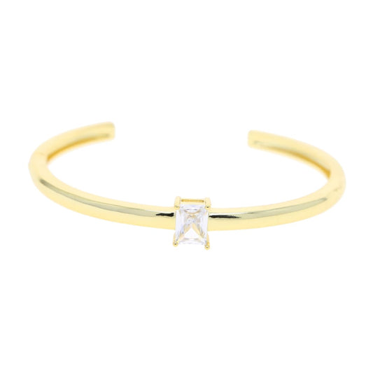 Single Geometric Dainty Wide Open Band Cuff Bangle