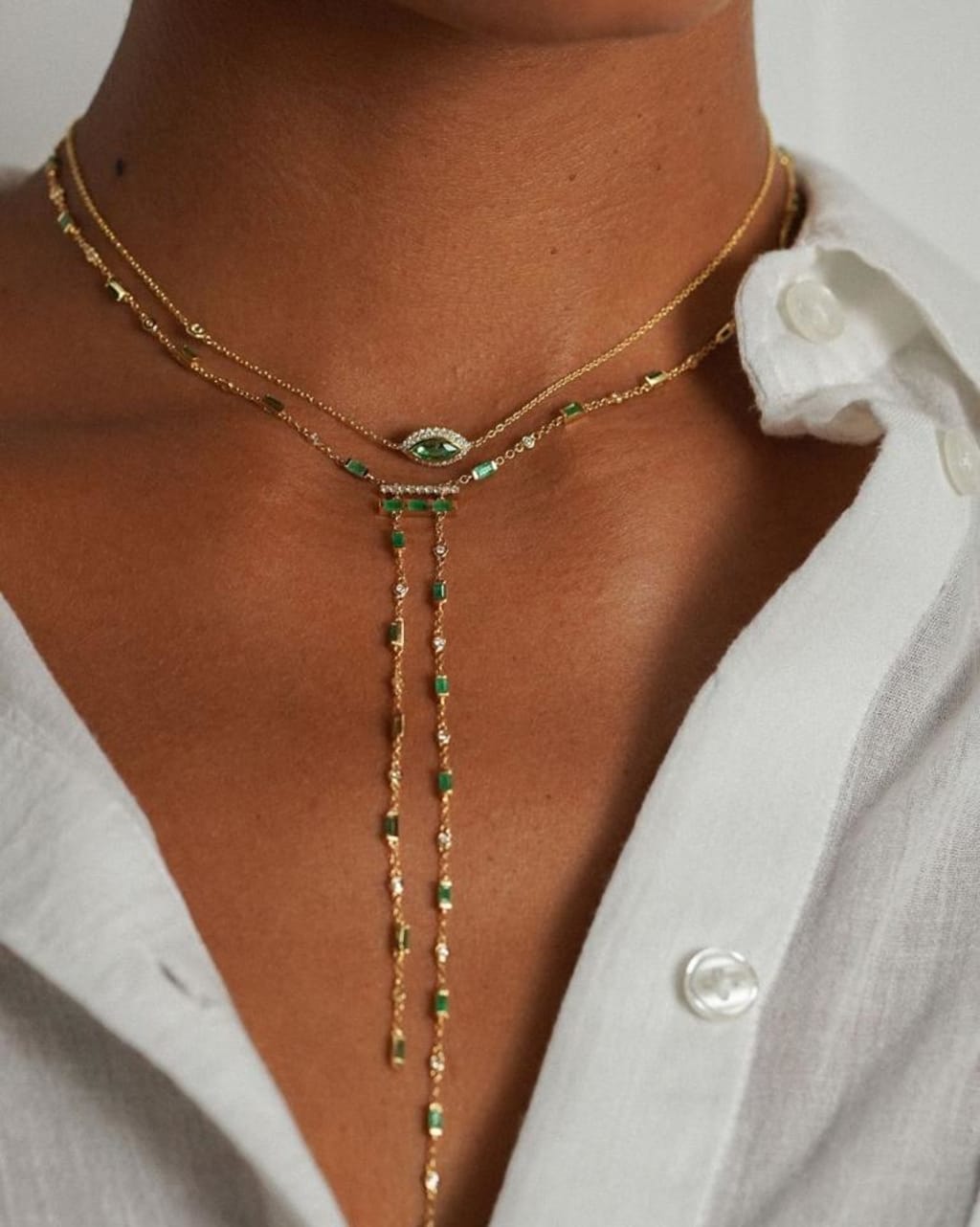 Pink Green Cubic Zircon Necklace