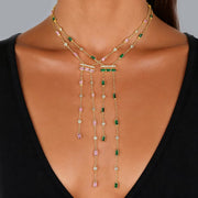 Pink Green Cubic Zircon Necklace