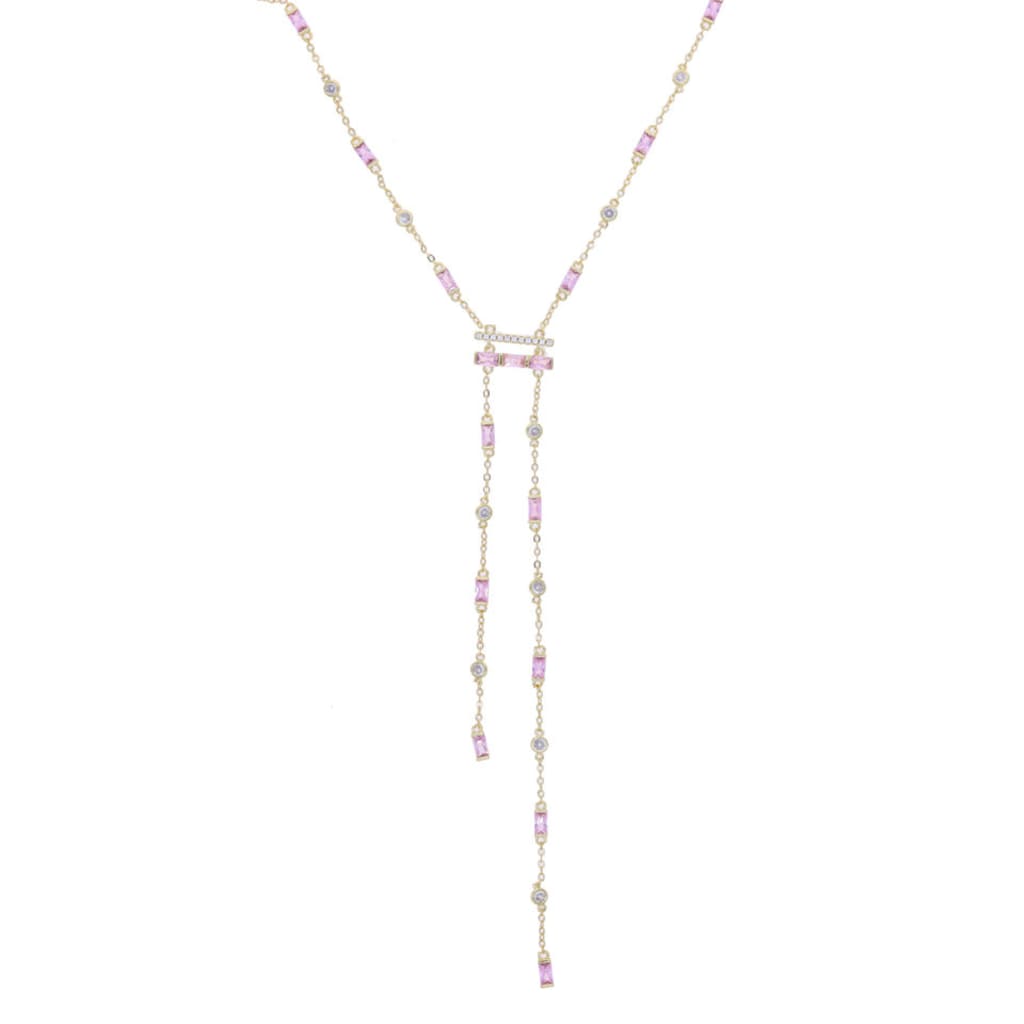 Pink Green Cubic Zircon Necklace